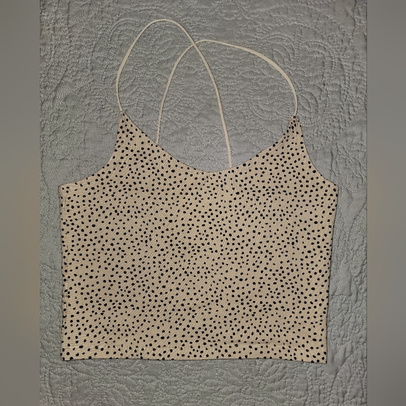 Abercrombie & Fitch Tank, Set of 2, Tan, Polka Dot, Size Small, Spaghetti Strap - Picture 6 of 8